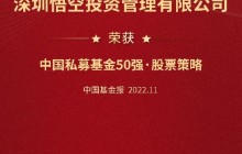 悟空荣誉|荣获英华奖中国私募基金50强